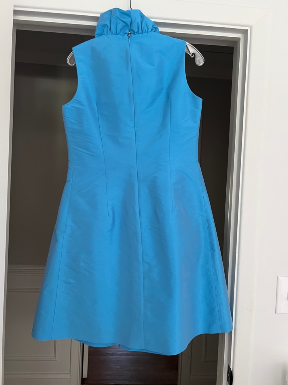 Sara Campbell Bright Turquoise Ruffle-Collar Sleeveless Mini Dress - Picture 4 of 4